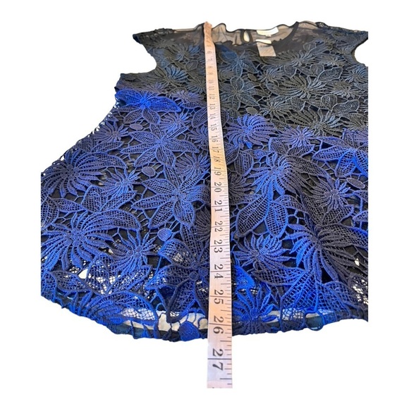 Deletta Garden Guise Mesh and Lace Top Blouse Black & Navy Occasion Top NEW - Picture 8 of 16